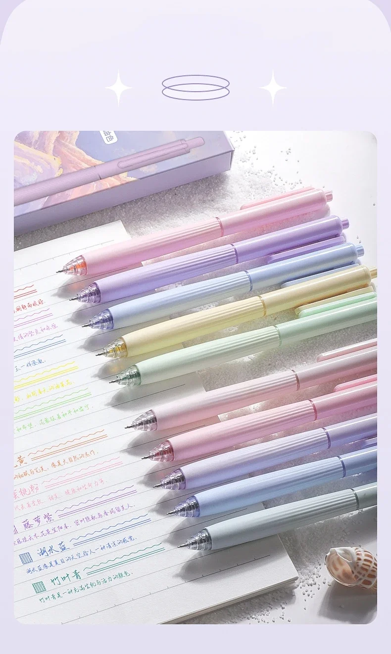 5pcs Cream / Morandi / Retro Gel Pens 0.5mm Ballpoint Quick-dry Ink Multi Color Gel Pens Set for Writing School Supplies