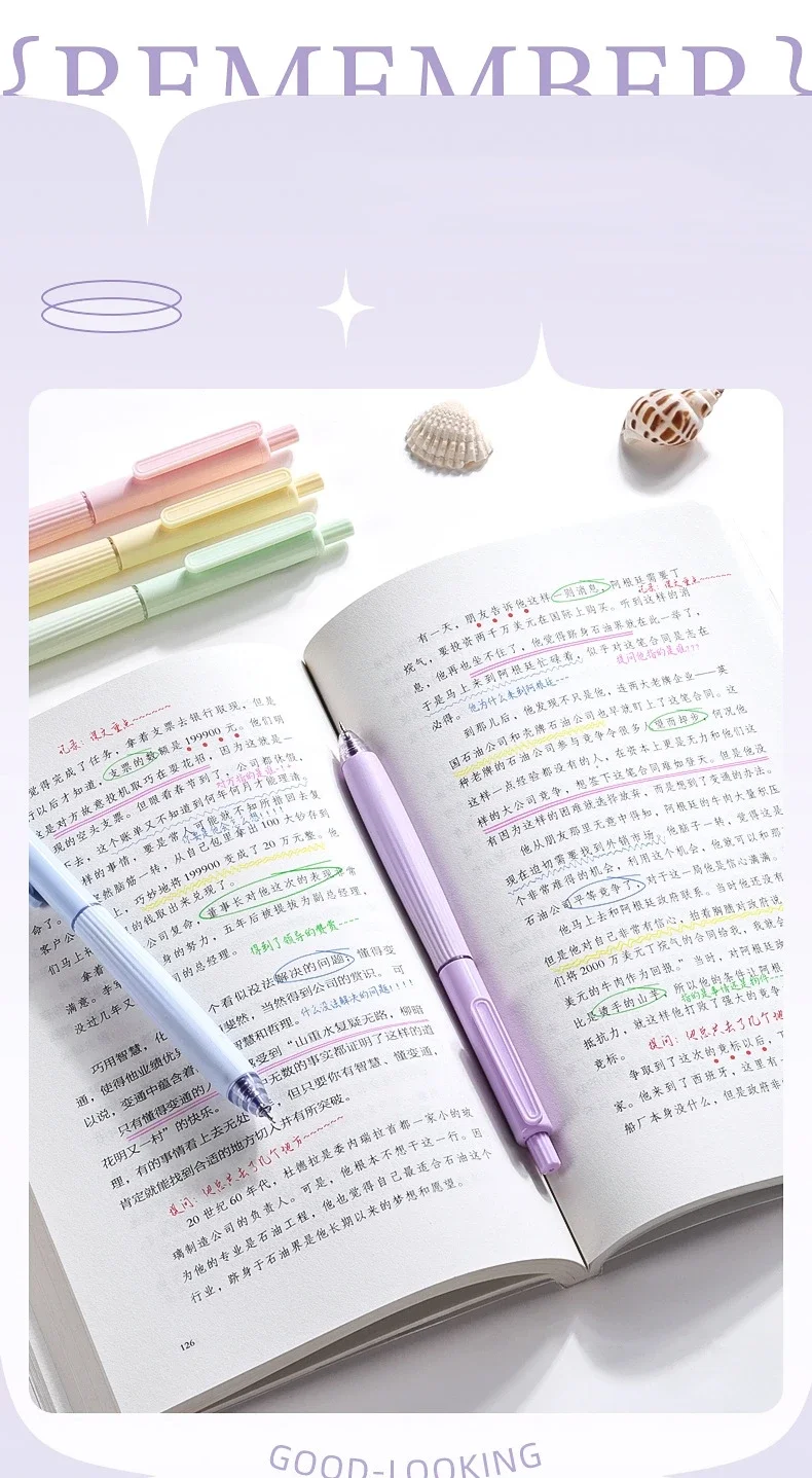 5pcs Cream / Morandi / Retro Gel Pens 0.5mm Ballpoint Quick-dry Ink Multi Color Gel Pens Set for Writing School Supplies