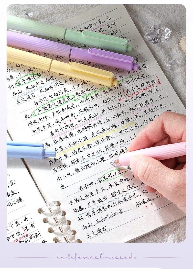 5pcs Cream / Morandi / Retro Gel Pens 0.5mm Ballpoint Quick-dry Ink Multi Color Gel Pens Set for Writing School Supplies