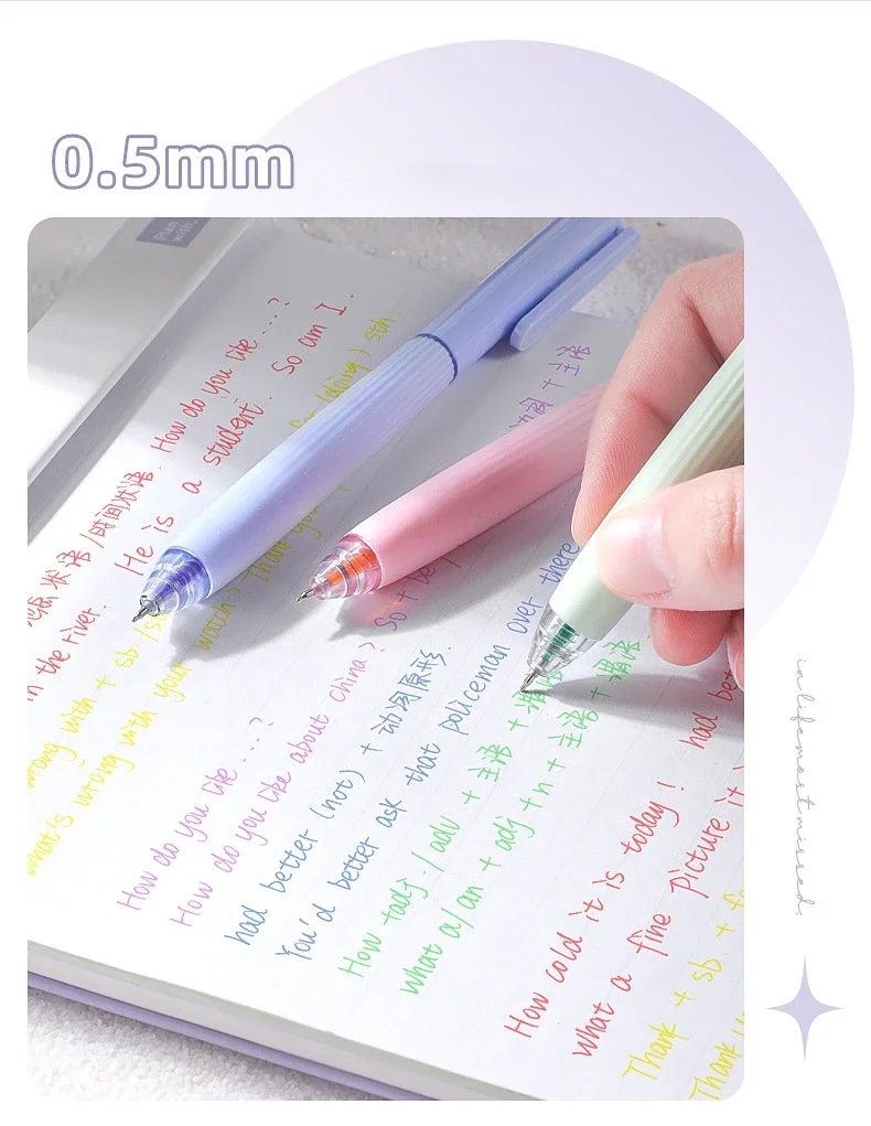 5pcs Cream / Morandi / Retro Gel Pens 0.5mm Ballpoint Quick-dry Ink Multi Color Gel Pens Set for Writing School Supplies