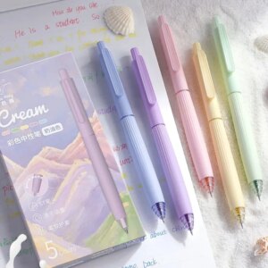 5pcs Cream / Morandi / Retro Gel Pens 0.5mm Ballpoint Quick-dry Ink Multi Color Gel Pens Set for Writing School Supplies - Image 2