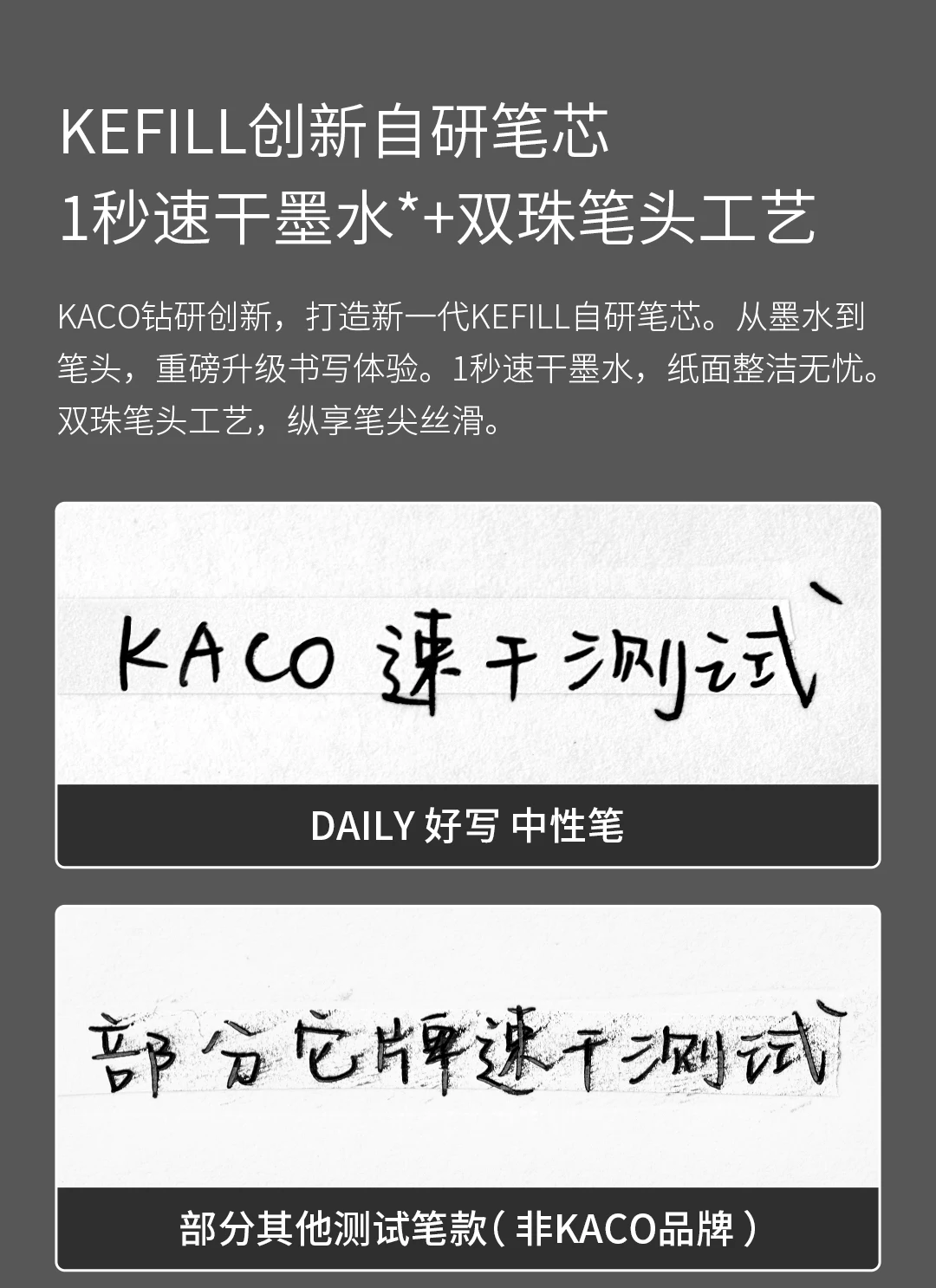 KACO Press Gel Pens Back to School Stationery 0.5mm Black Ink Quicking Drying Large Capacity 800M Smooth Writing Metal Pen Clip