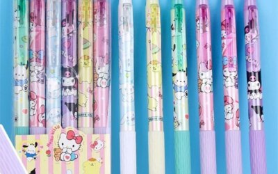 Sanrio Kuromi 12/24pcs Erasable Gel Pen Cinnamonroll Melody 0.5 Blue Student Writing Quick-drying Cute Stationery Girl Gift Pen