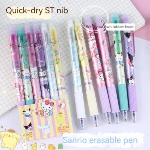 Sanrio Kuromi 12/24pcs Erasable Gel Pen Cinnamonroll Melody 0.5 Blue Student Writing Quick-drying Cute Stationery Girl Gift Pen - Image 4