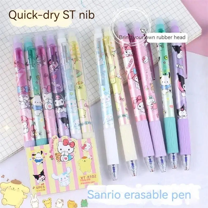 Sanrio Kuromi 12/24pcs Erasable Gel Pen Cinnamonroll Melody 0.5 Blue Student Writing Quick-drying Cute Stationery Girl Gift Pen Sanrio Kuromi 12/24pcs Erasable Gel Pen Cinnamonroll Melody 0.5 Blue Student Writing Quick-drying Cute Stationery Girl Gift Pen
