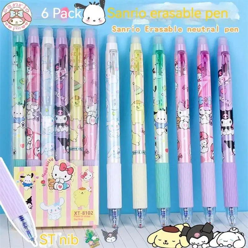 Sanrio Kuromi 12/24pcs Erasable Gel Pen Cinnamonroll Melody 0.5 Blue Student Writing Quick-drying Cute Stationery Girl Gift Pen Sanrio Kuromi 12/24pcs Erasable Gel Pen Cinnamonroll Melody 0.5 Blue Student Writing Quick-drying Cute Stationery Girl Gift Pen