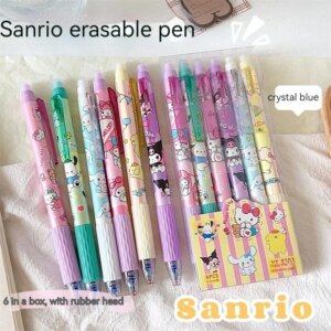 Sanrio Kuromi 12/24pcs Erasable Gel Pen Cinnamonroll Melody 0.5 Blue Student Writing Quick-drying Cute Stationery Girl Gift Pen - Image 3
